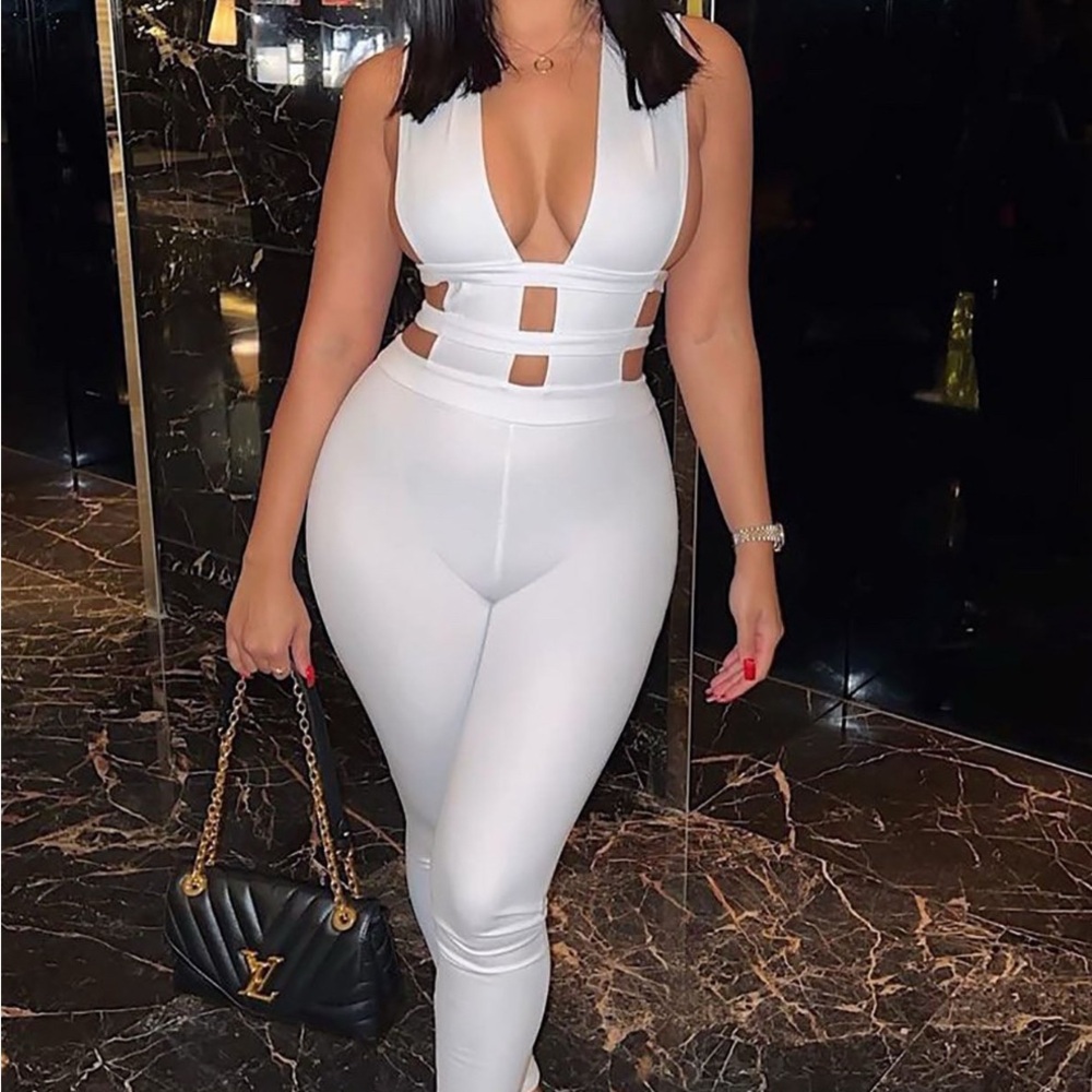 Fashion Nova White Cut-Out Jumpsuit